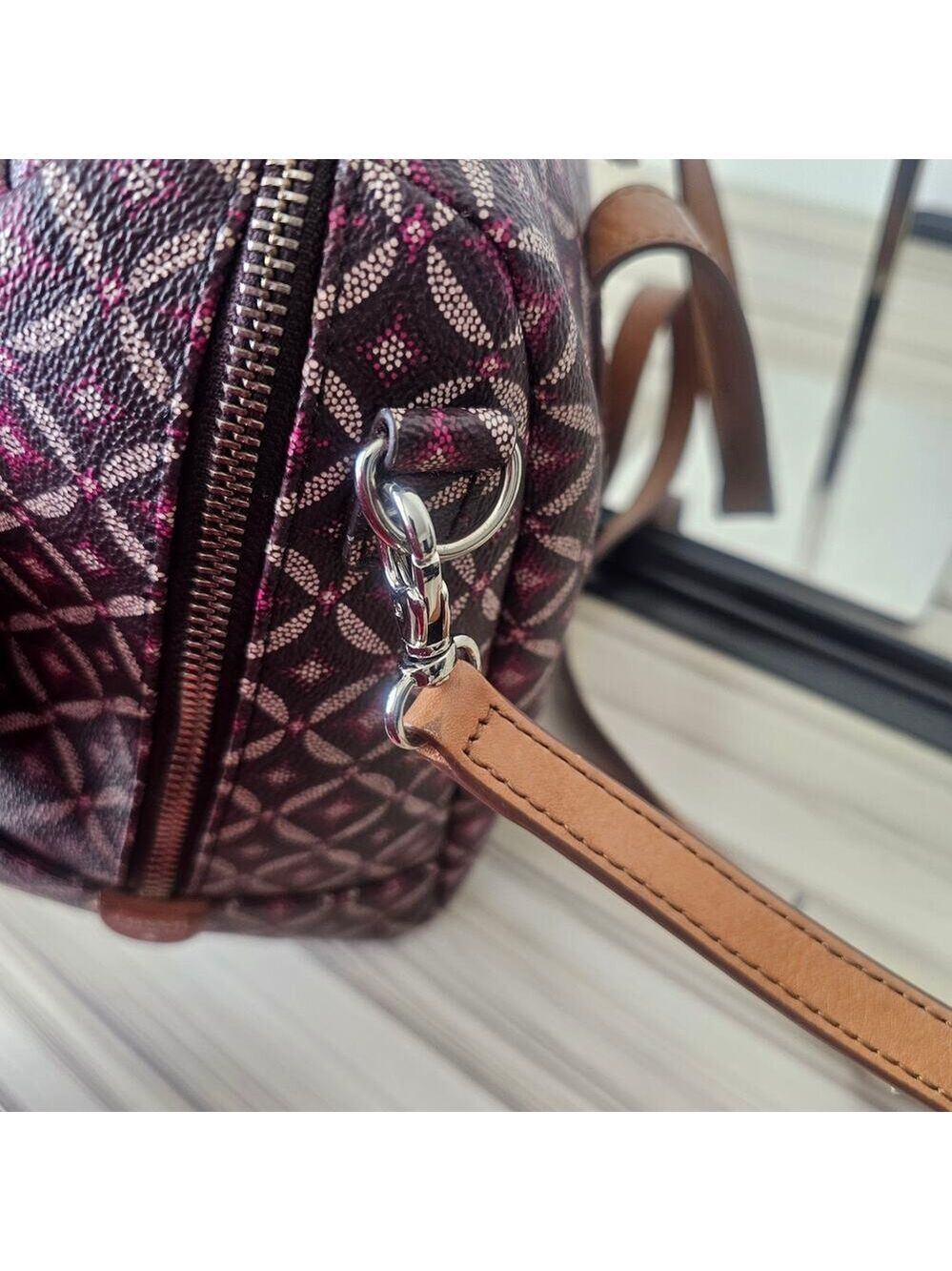 Fossil Sydney Satchel Geometric Pattern with Crossbody Strap - Picture 3 of 9